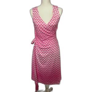 Patty Boutik Women's Pink  V-Neck Sleeveless Knee Length Wrap Dress Strap Size L